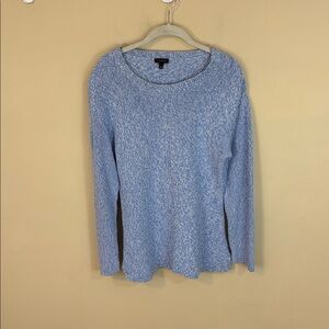 Talbots Blue and White Tweed Cotton Sweater Size Large